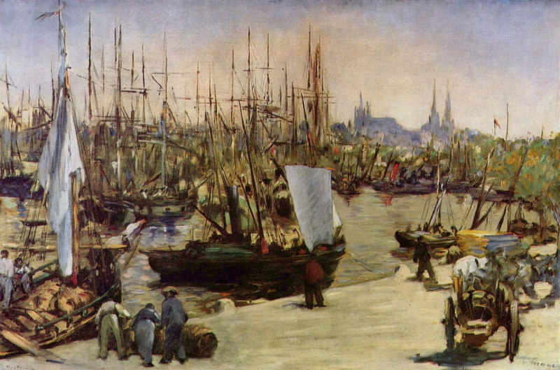 Édouard Manet, Le port de Bordeaux [et ses gabares], 1871.
