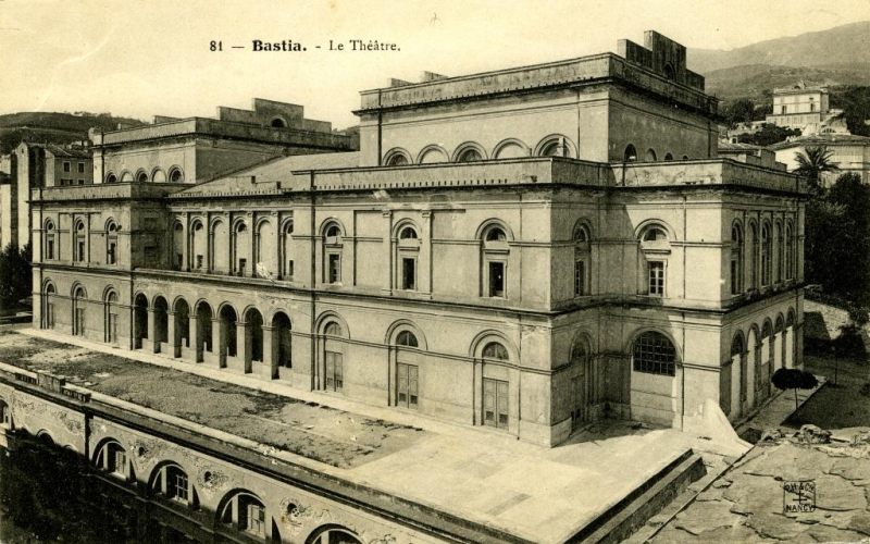 L’ancien théâtre de Bastia avant 1903, Carte postale, Corte, musée de la Corse