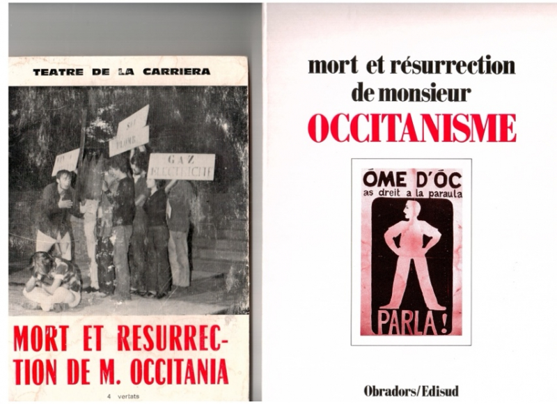 Couvertures de Mort et résurrection de M. Occitània et du n° 20 de la revue Amiras