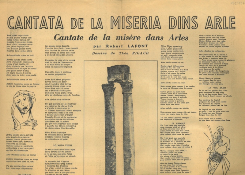 Cantata de la misèria dins Arle, publié dans Les Lettres françaises, 11 octobre 1956